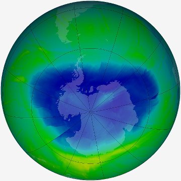 Ozone hole above Antarctica