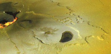 Sulfur around volcano on Io