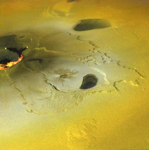 Sulfur around volcano on Io